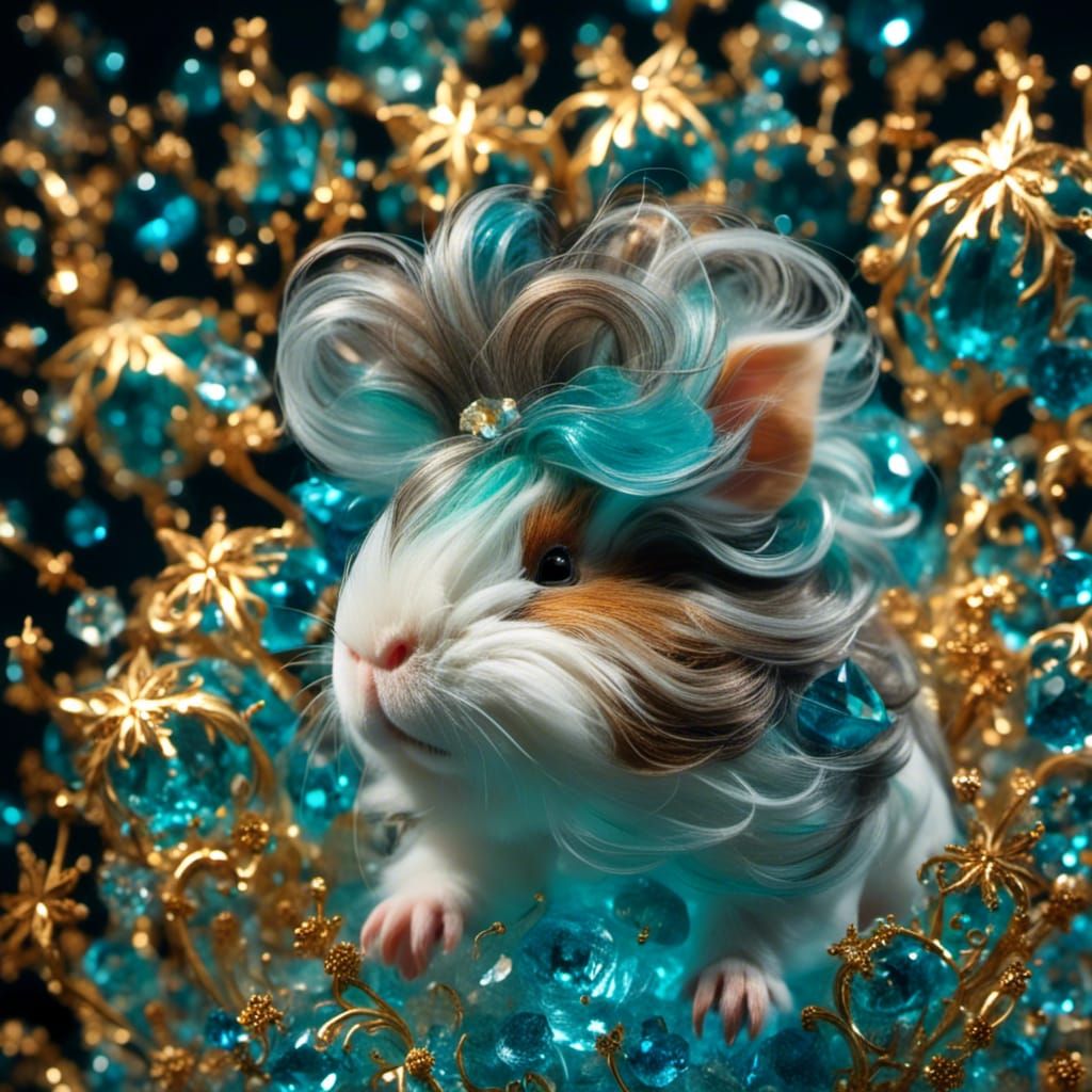 Bejeweled Guinea Pig in Hyperrealistic 3D