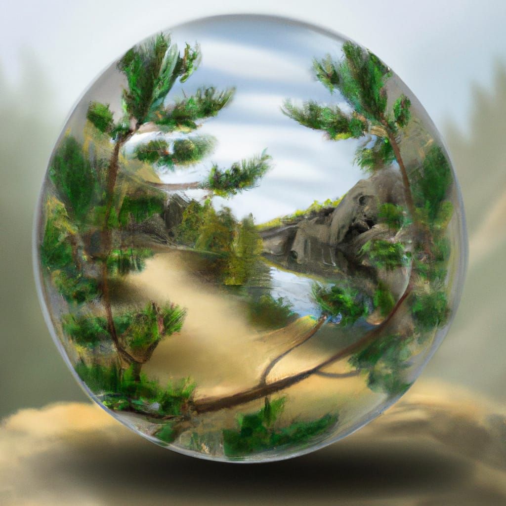 Glass Orb Landscape: Digital Fantasy Concept Art
