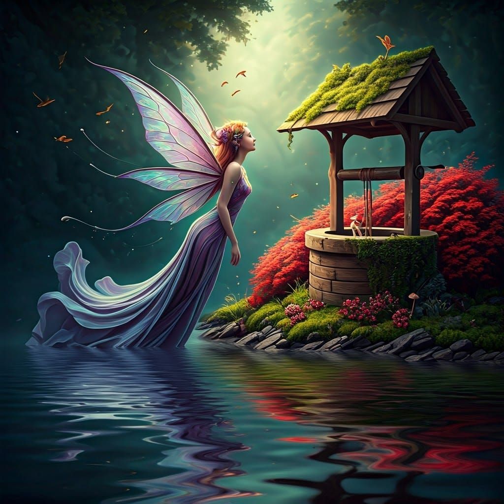 Orchid Faerie Swims a Galaxy Ocean: Surreal Art