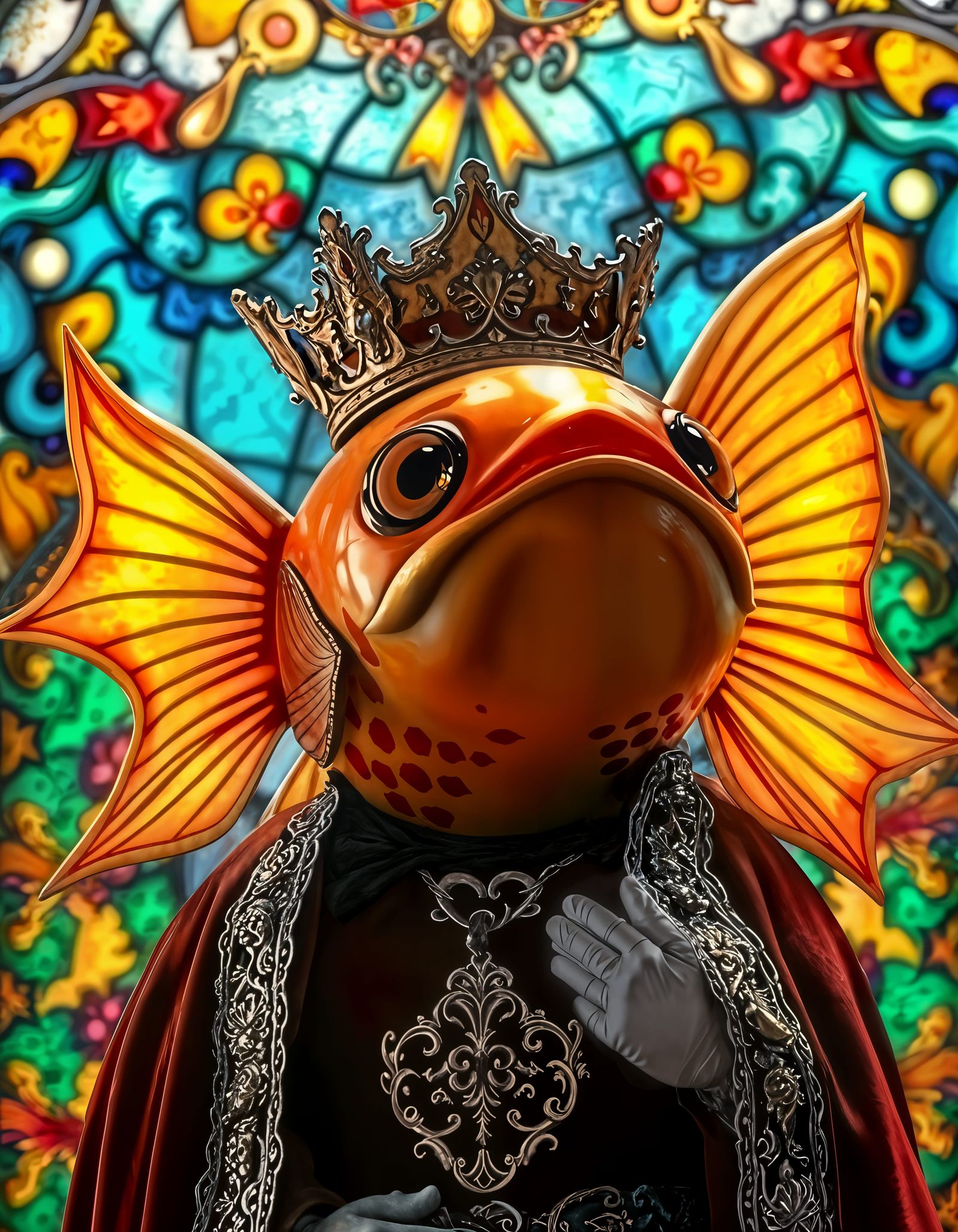 Gilded Magikarp as Catholic Saint Icon