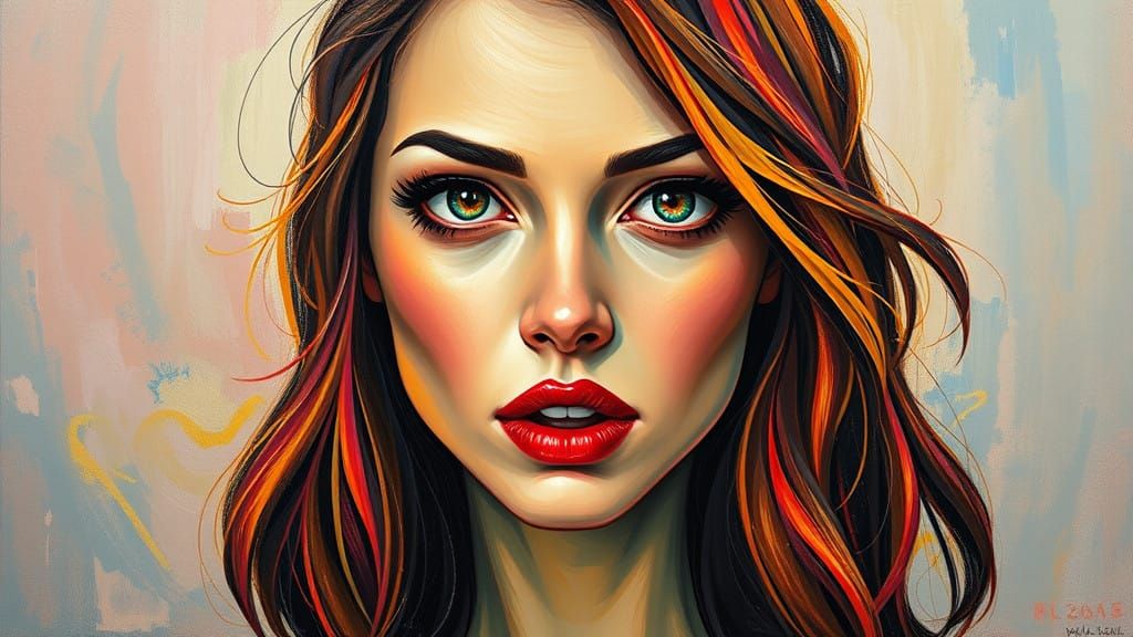 Expressive Woman in Neo-Impressionist Style with Textured Br...