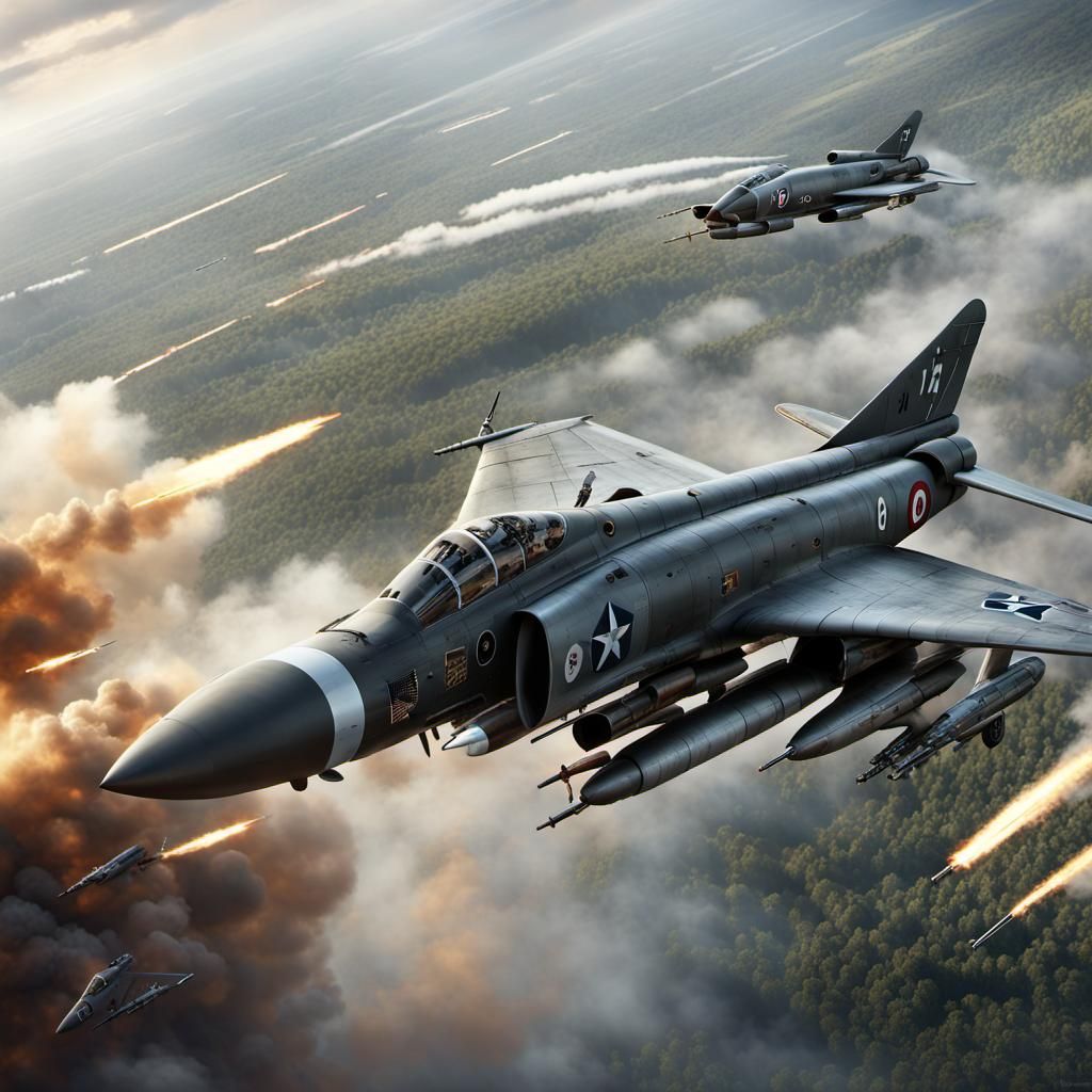F-4 Phantom II in Aerial Combat: Digital Matte Painting