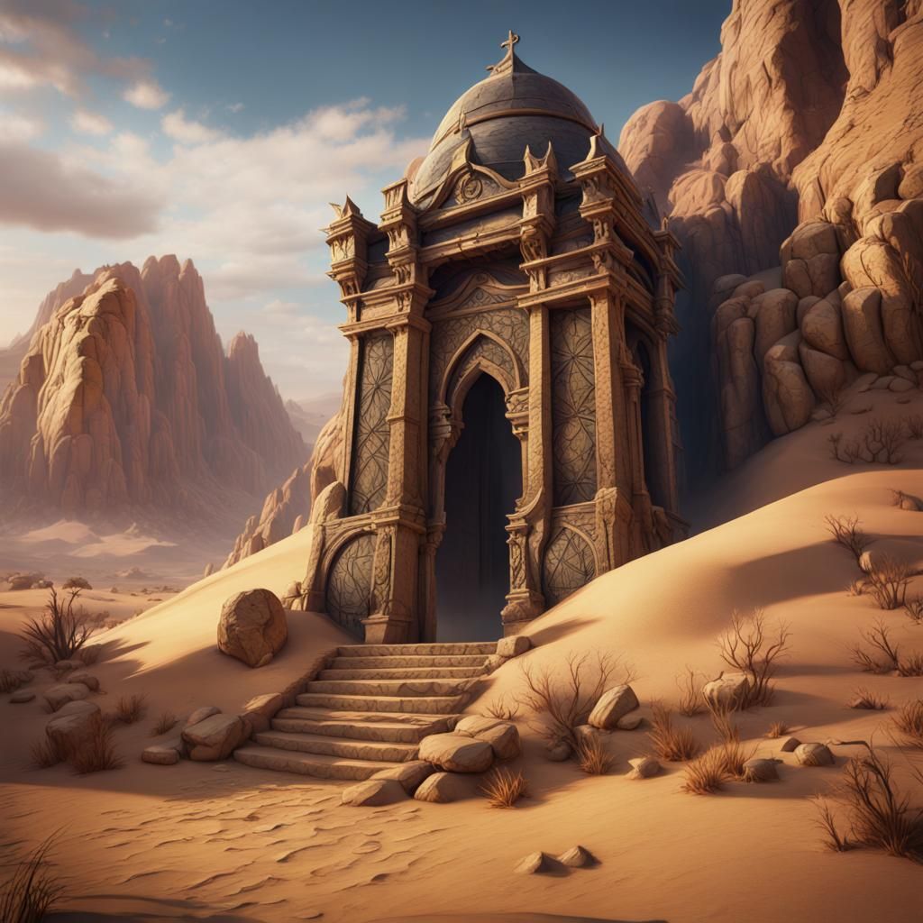 Desert Tomb: Detailed Matte Painting in Deep Color