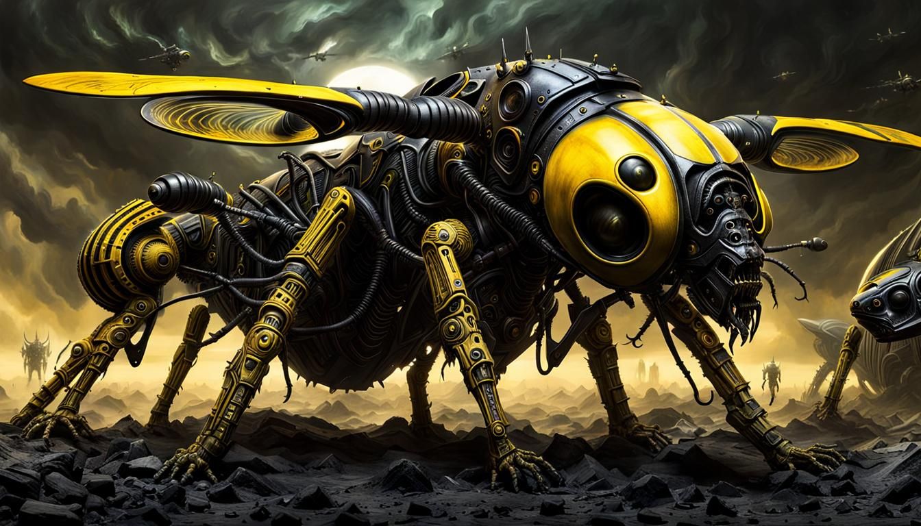 Giger-Inspired Hornet War Machine in Space