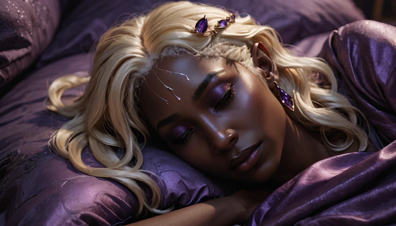 Sleeping Drow Portrait in Hyperrealistic Digital Art