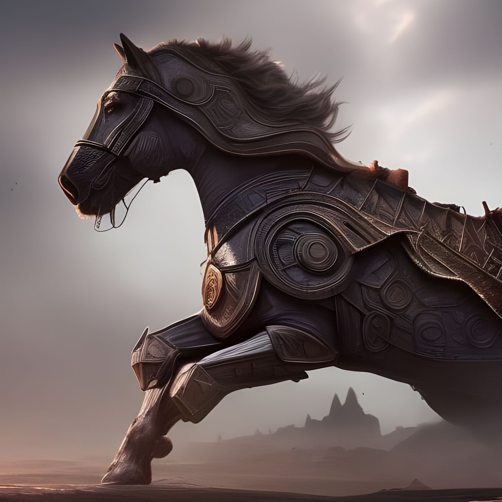 Armored Warhorse Fantasy Concept Art
