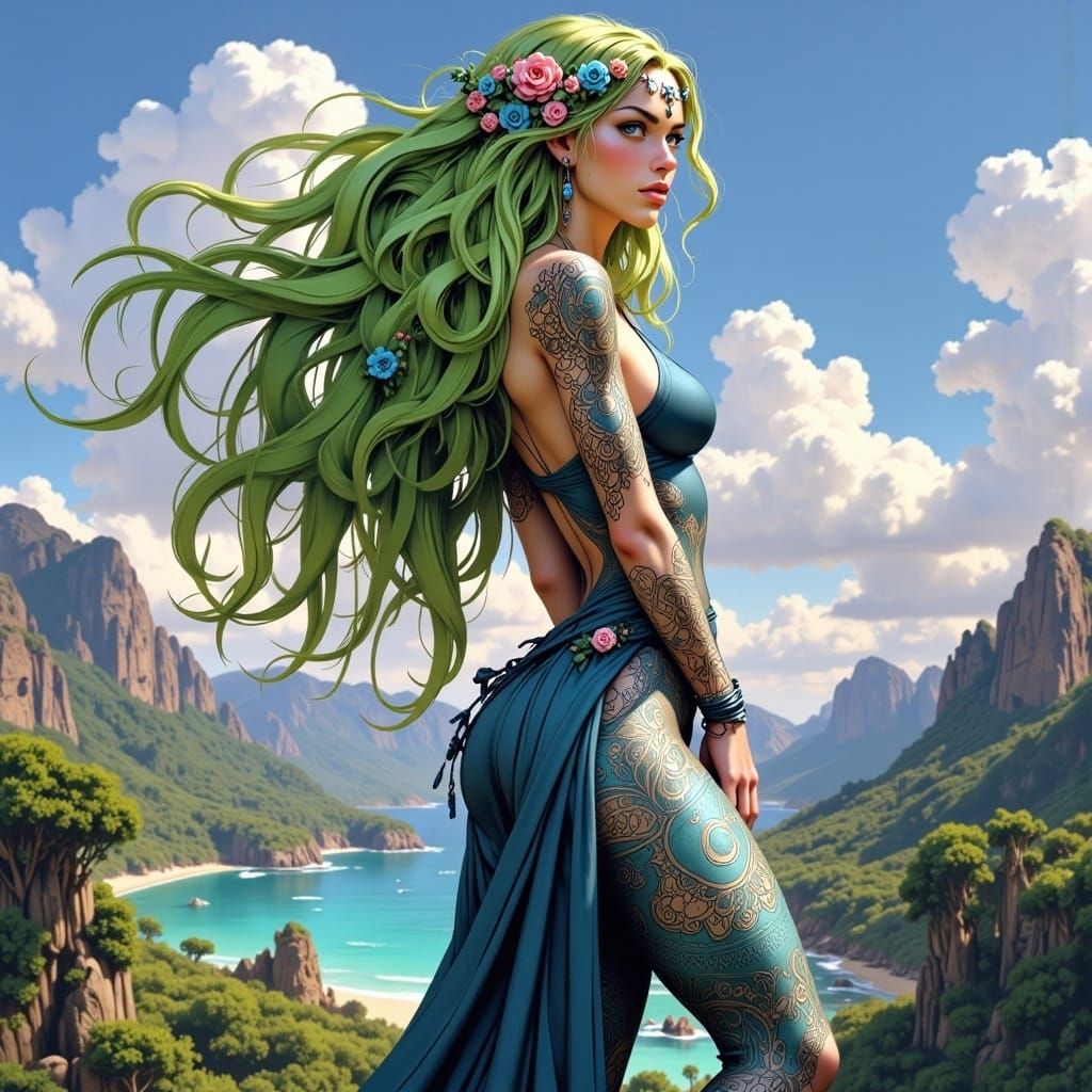 Majestic Earth Mother Goddess in Heroic Pose