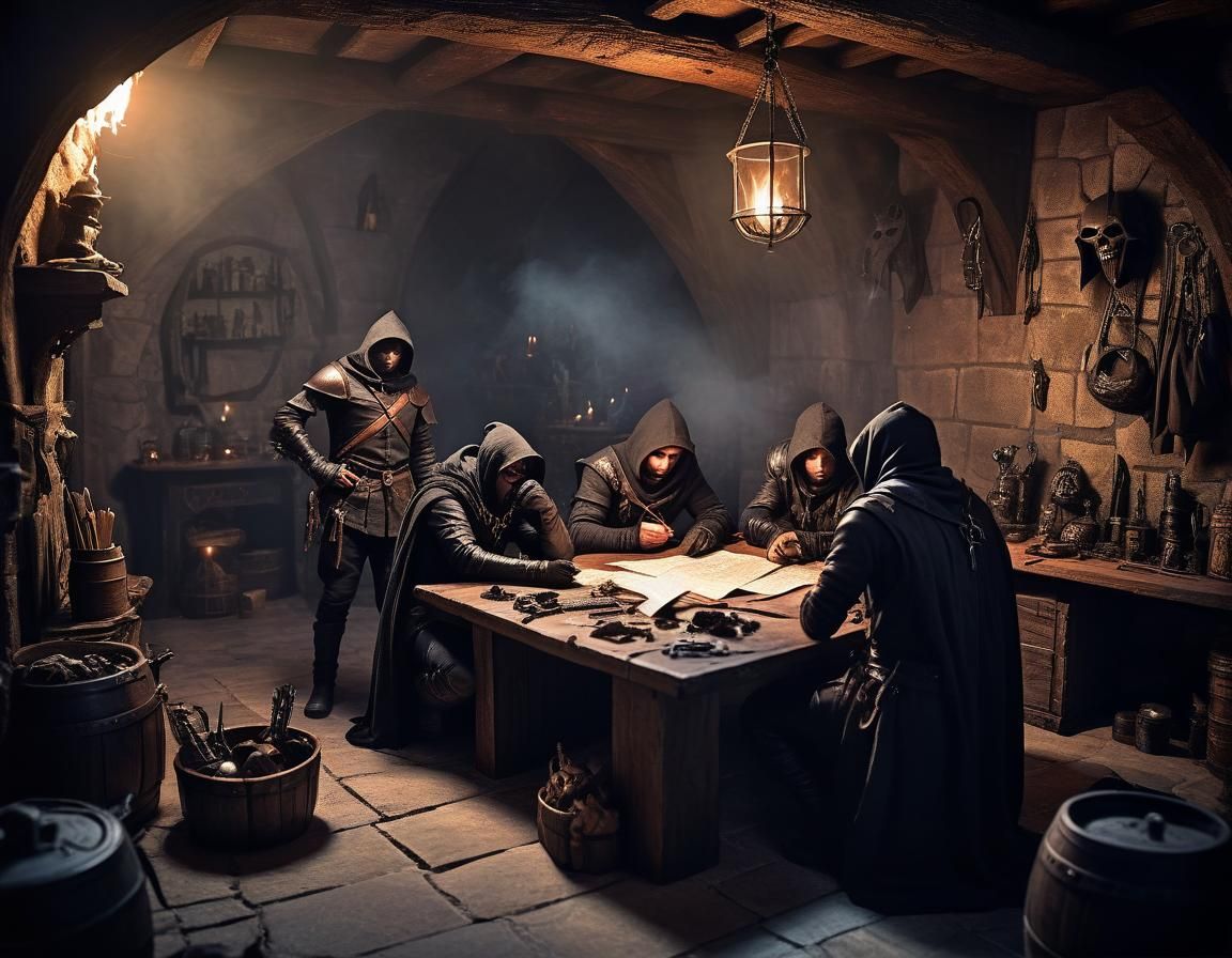Thieves Plan Heist in Medieval Guild Lair