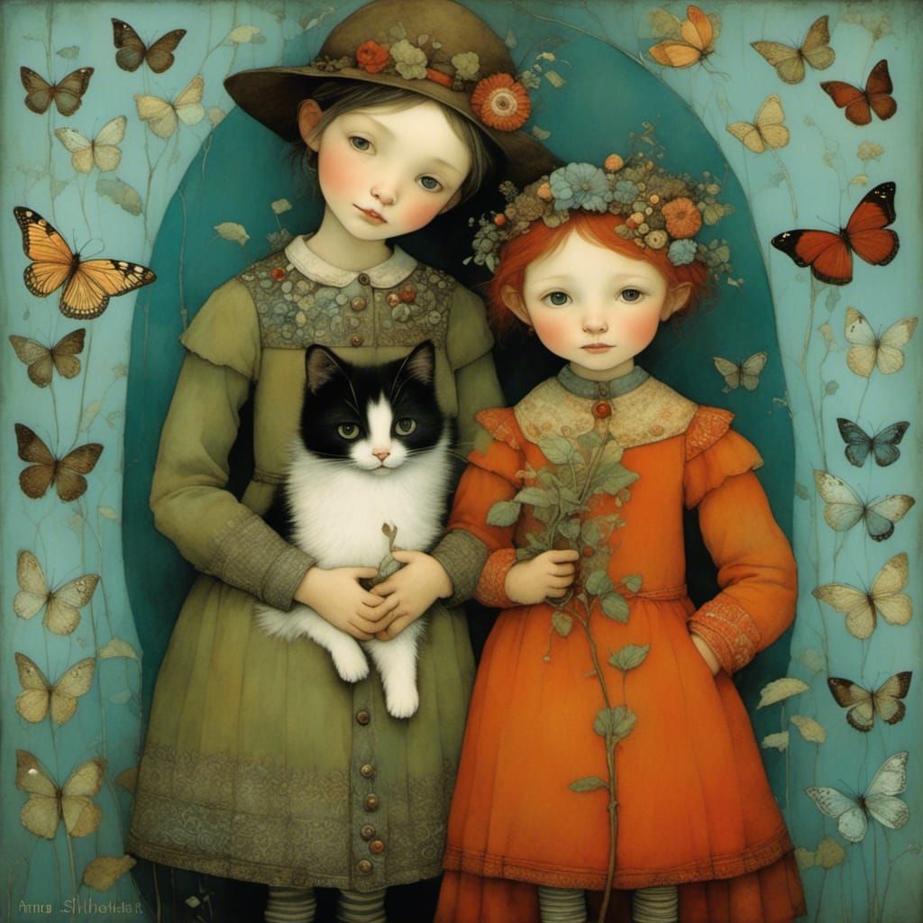 Dreamlike Embrace: A Vintage-Style Friendship