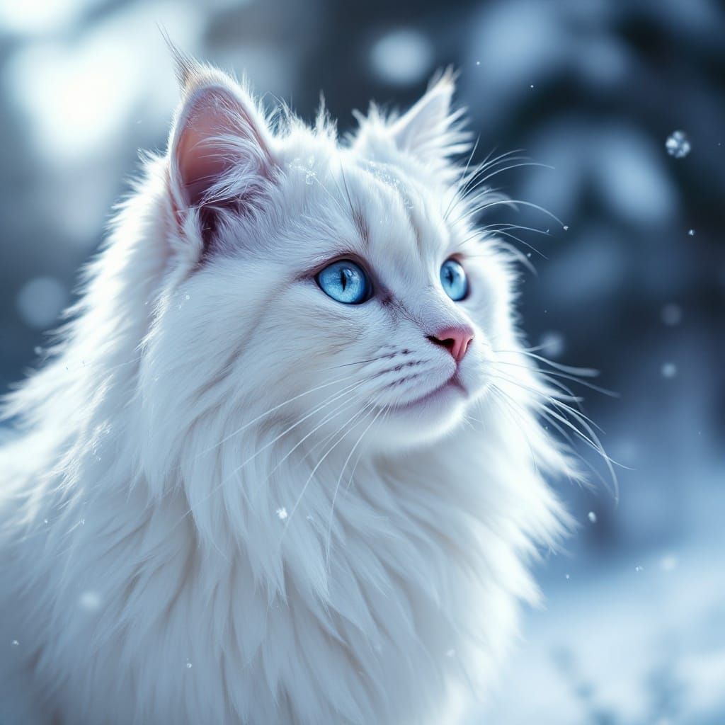 Majestic Norwegian Forest Cat in Winter Wonderland