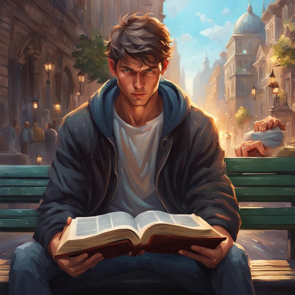 Teenager Reading Portrait in Hyperdetailed Style