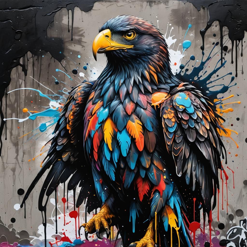 Black Eagle Graffiti Art in Splash Style