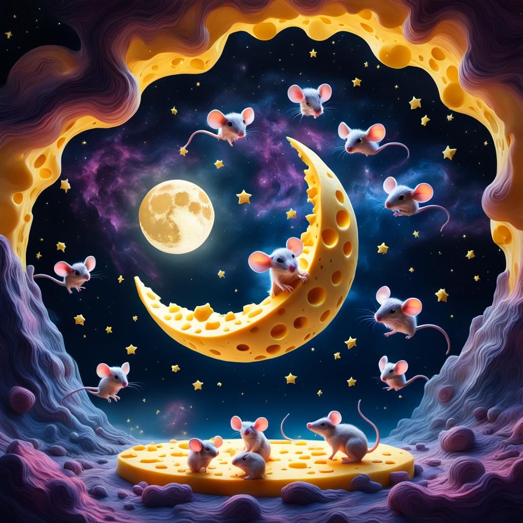 Cheese Moon Dreamscape in Surrealist Style