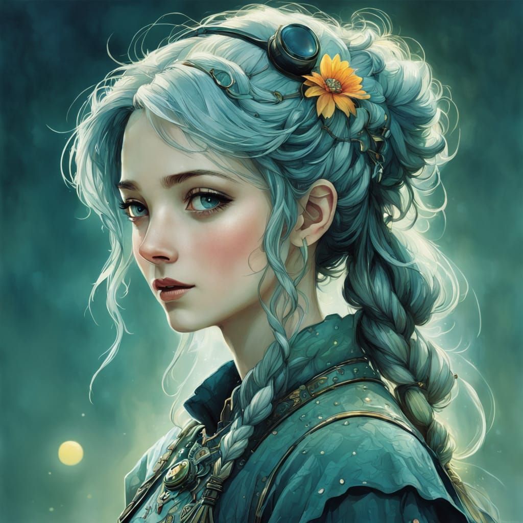 Ethereal Woman in Solarpunk Style