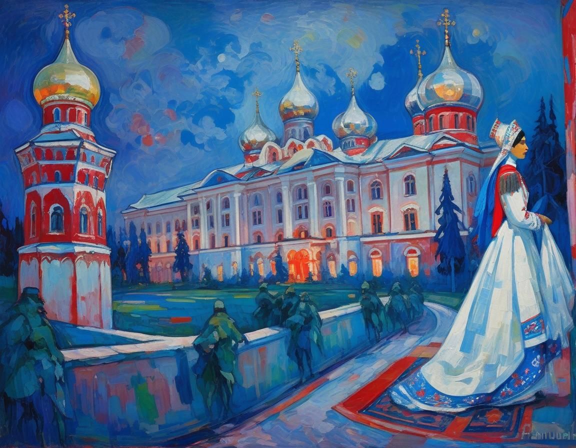 Tsarina and Soldier in Fauvist Moonlight