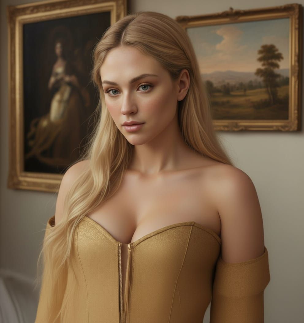 Baroque Oil Painting of a Curvy Goddess