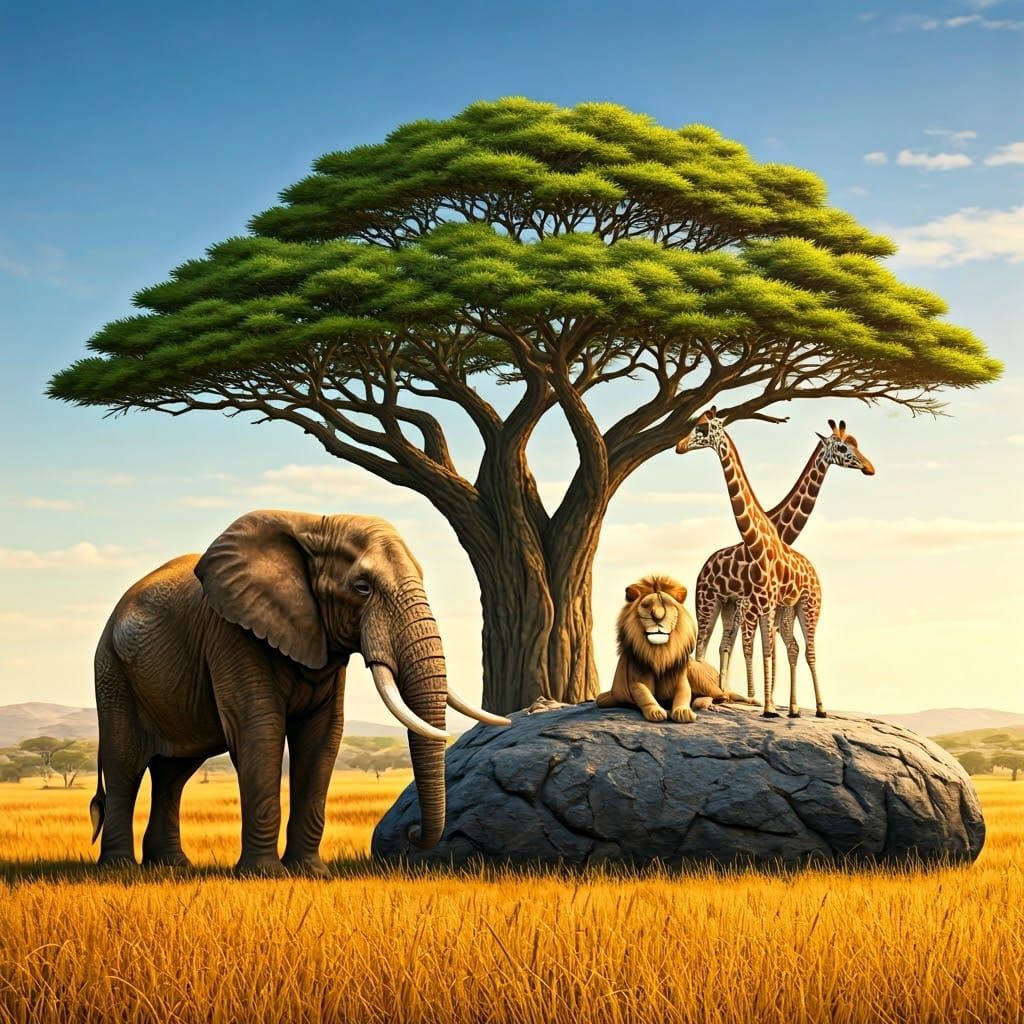 Savannah Animals in Golden Sunlight