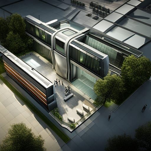 Futuristic Sci-Fi Headquarters with Underground Design