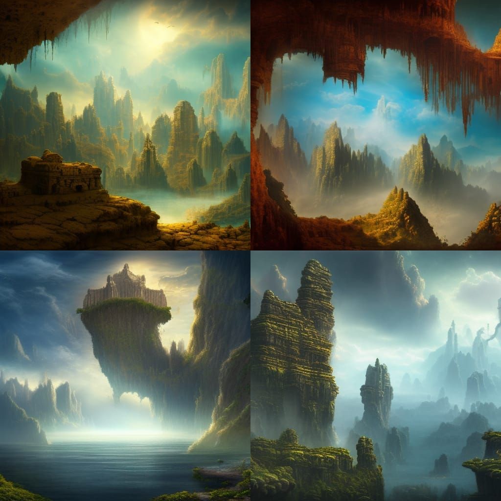 Explorer Discovering Ancient Sky Ruins