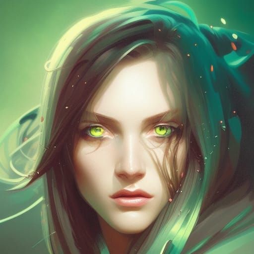 Hyperdetailed Pixelated Green Eyes Portrait