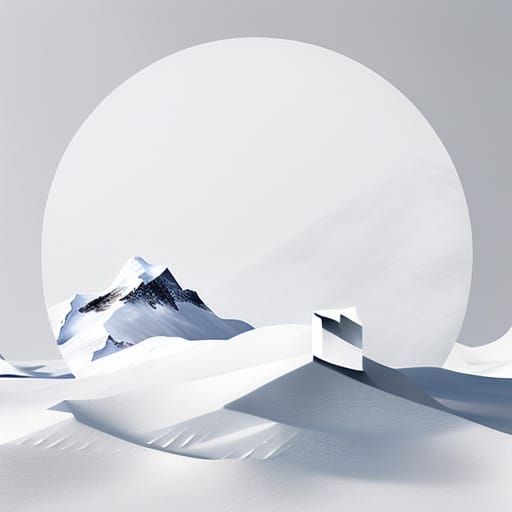 White Polar Bear in Cubist Arctic Landscape