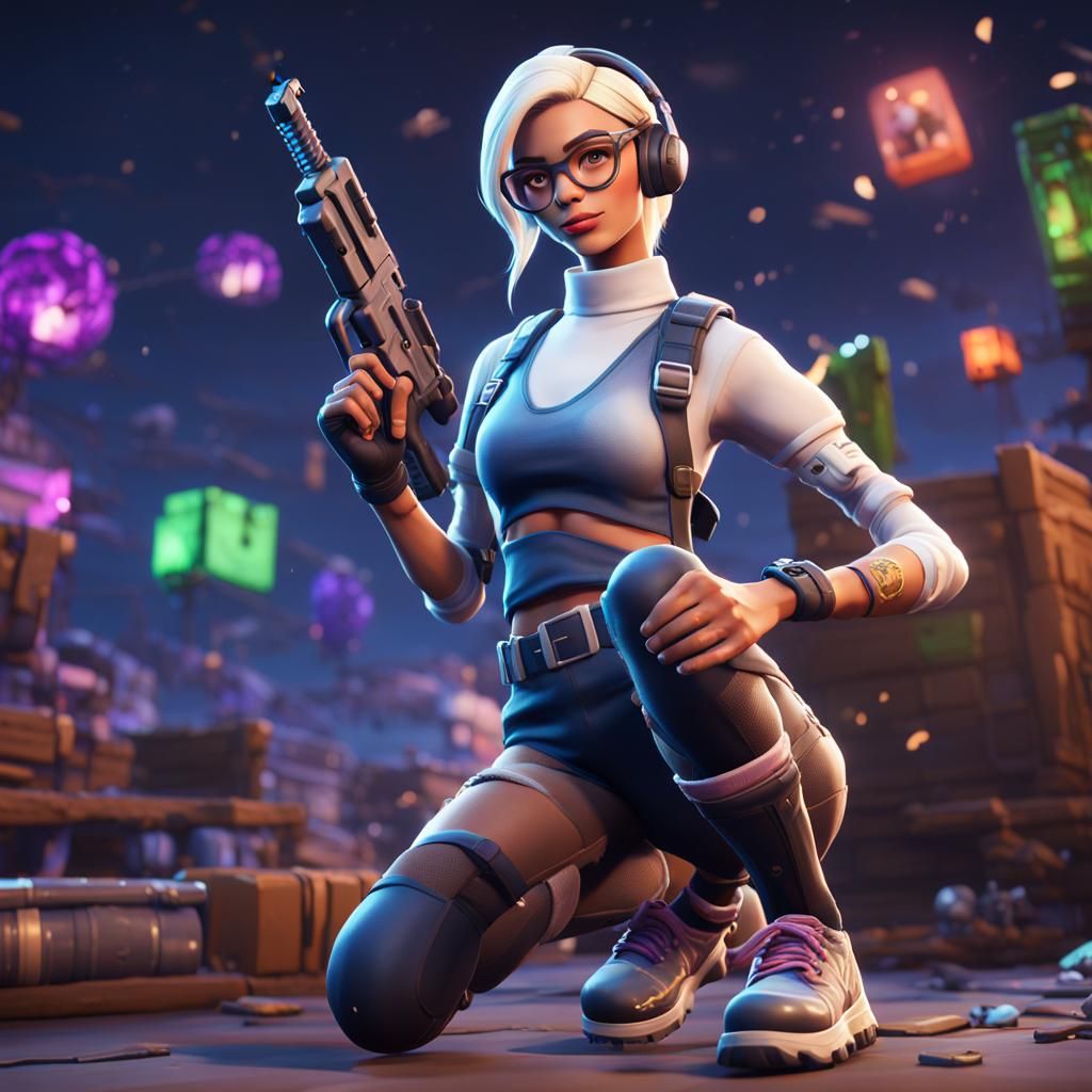 Gamer Girl Fortnite Skin Character in Detailed Painting