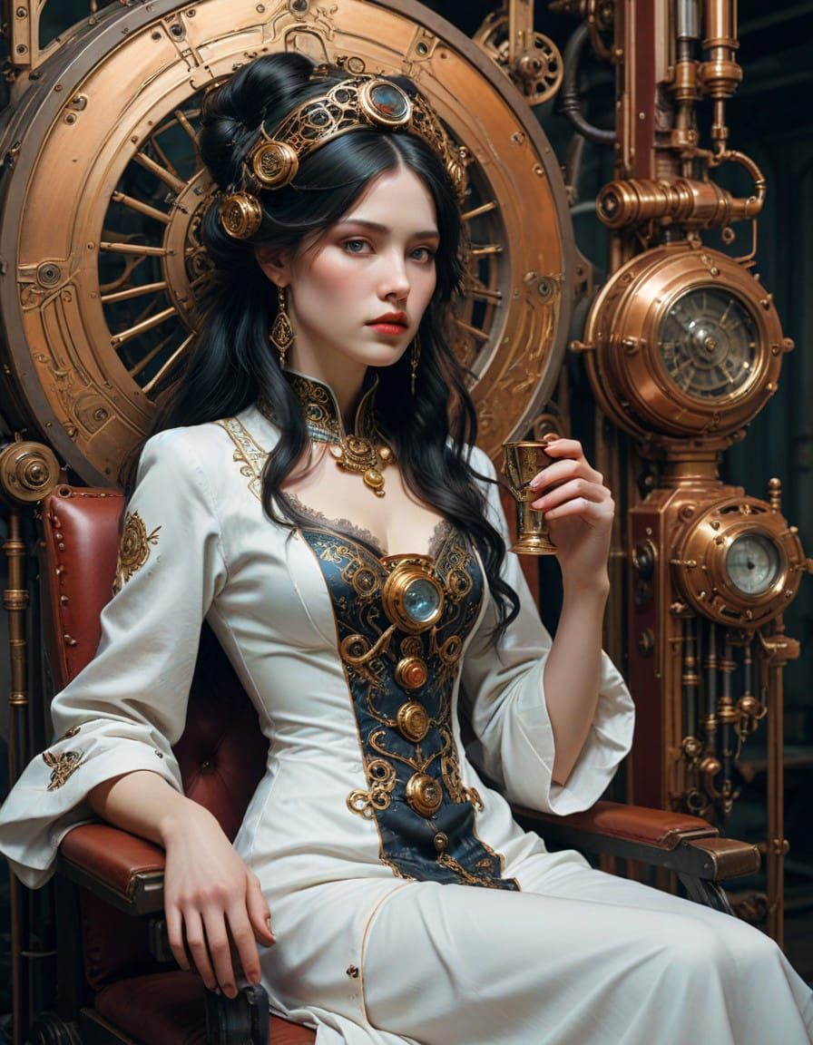 Steampunk Maiden in Victorian Elegance