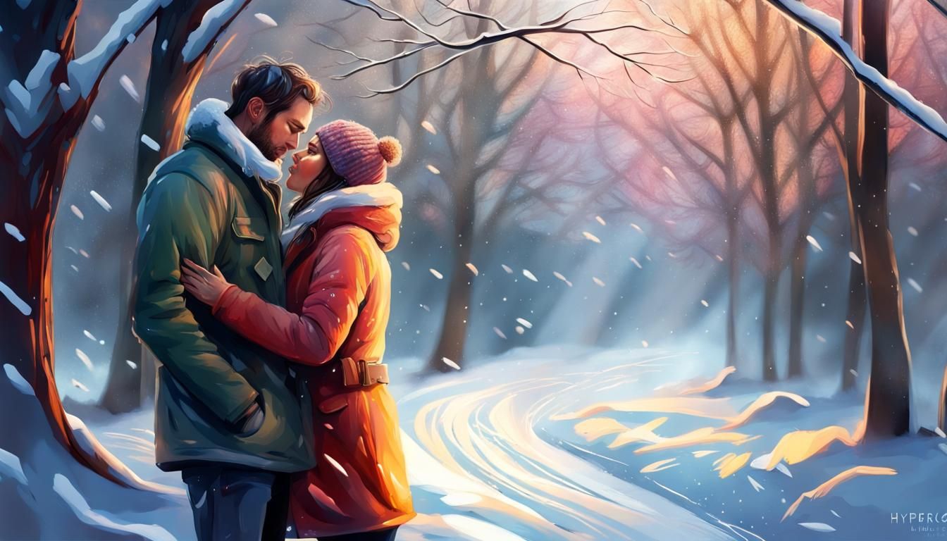 Hyperrealistic Winter Snow Scene in Splash Art Style