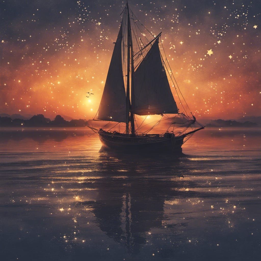 Sunrise Sail on the Ocean: Hyperrealistic Image