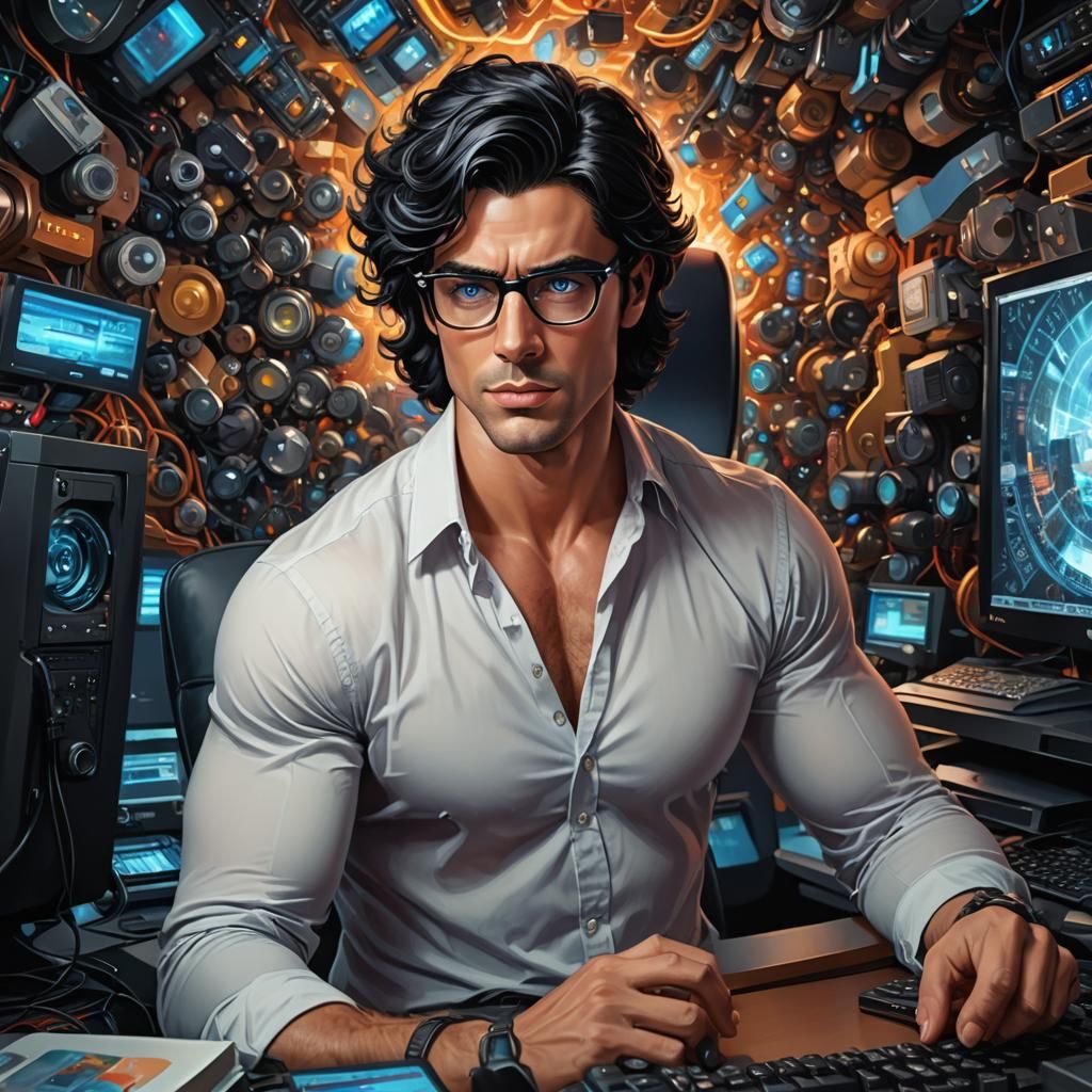 Man Enters Digital Dimension in Detailed Matte Painting