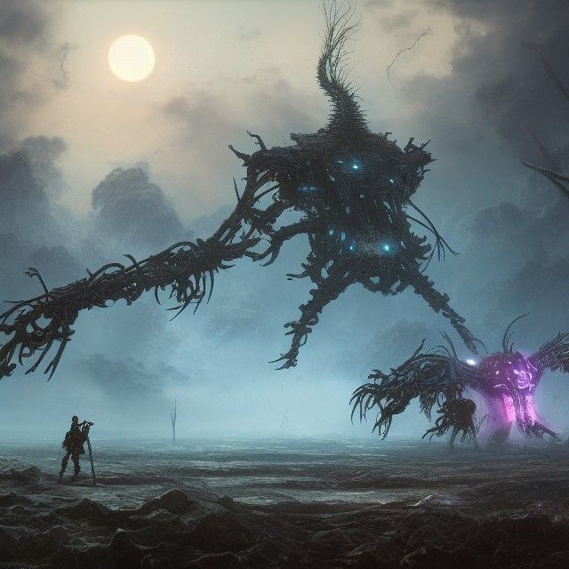 Psychedelic Nanobot Battlefield: Fantasy Tech Beasts