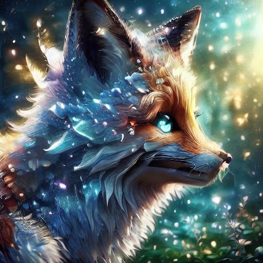 Serene Fox Drinks Water in Enchanting Woodland