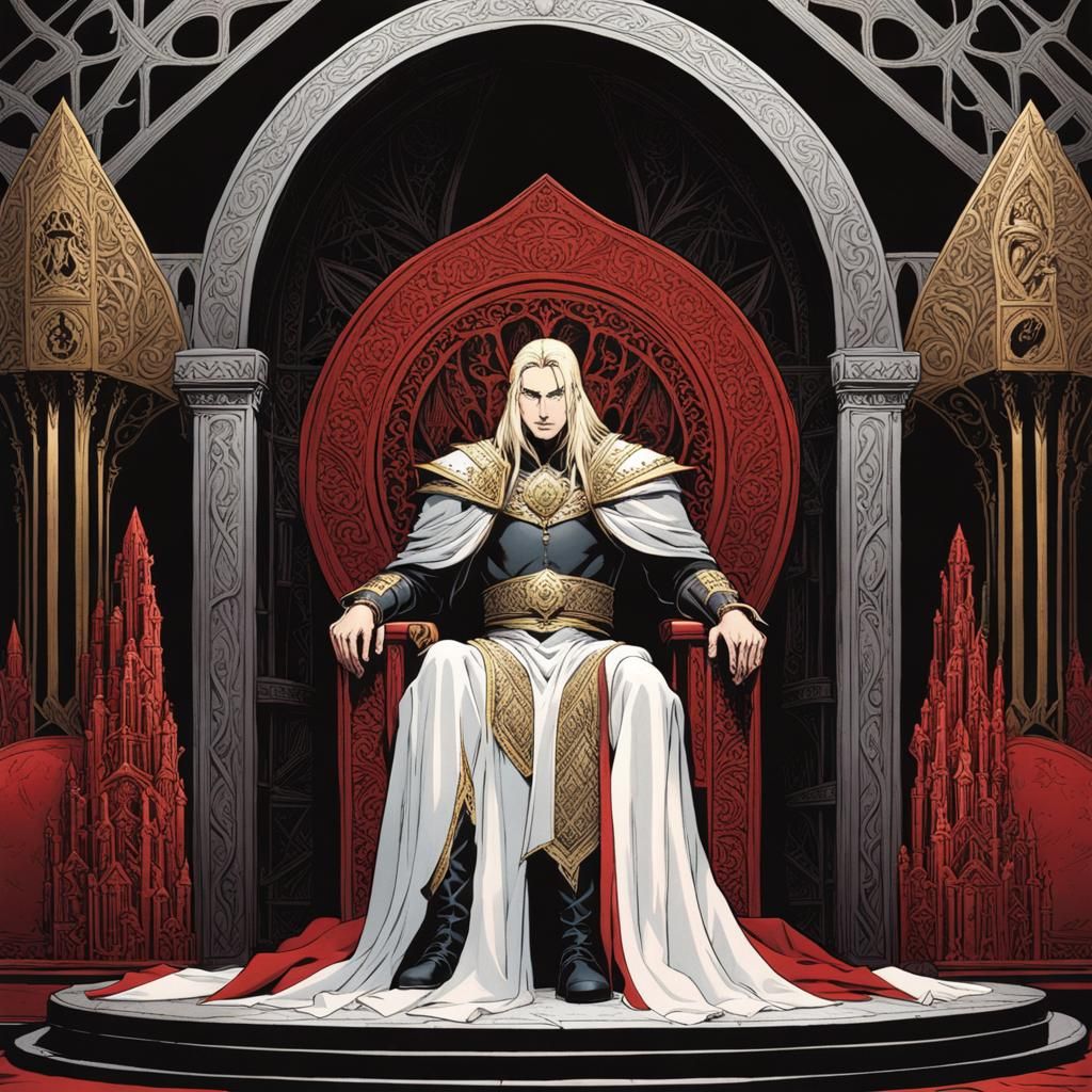 Elric of Melnibone on His Throne: Comic Art