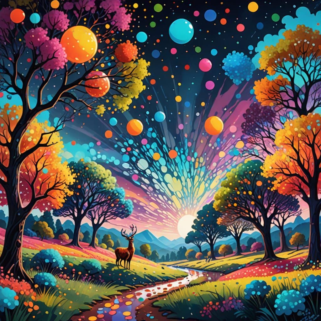 Polka Dot Landscape in Hyperrealistic Digital Painting