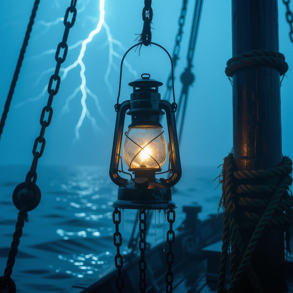 Weathered Lantern with Fractured Glass in Gothic Style