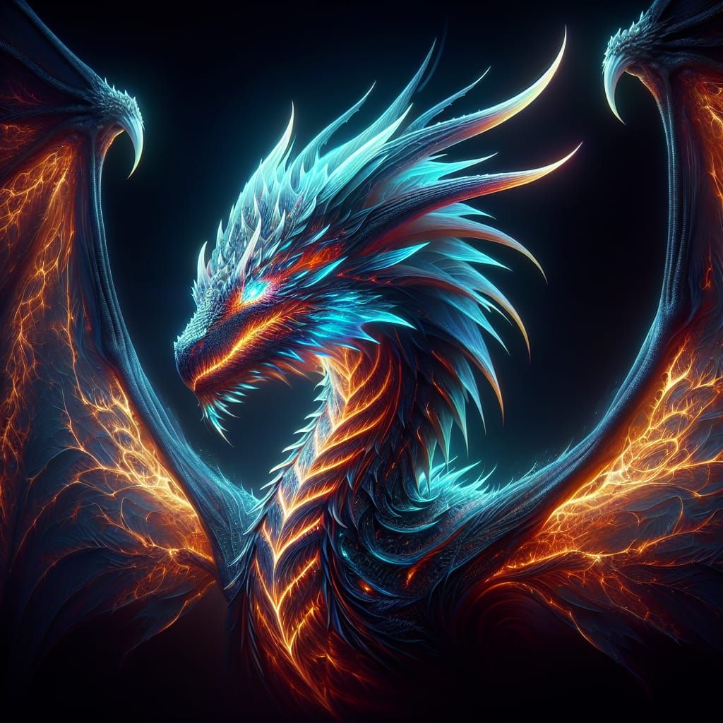 Majestic Bioluminescent Dragon Radiating Soft Glow