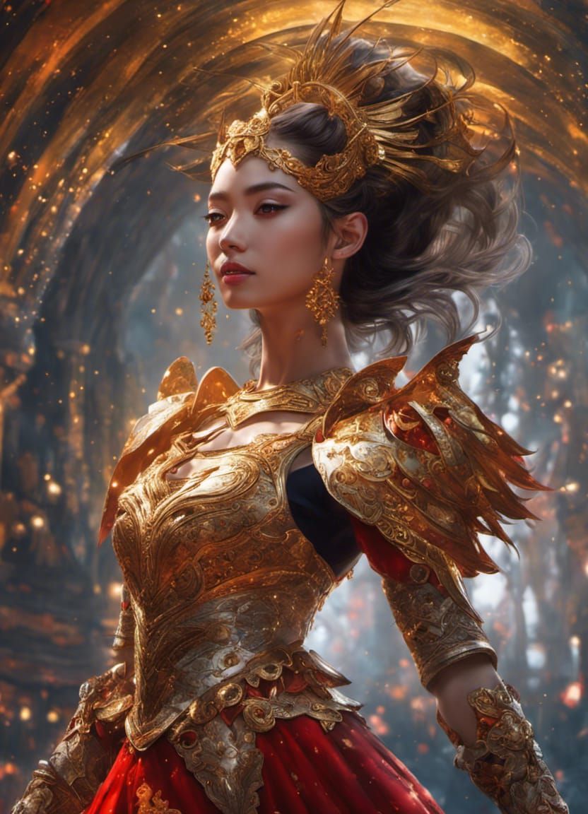 Fantasy Warrior Dancer in Glittery Colors