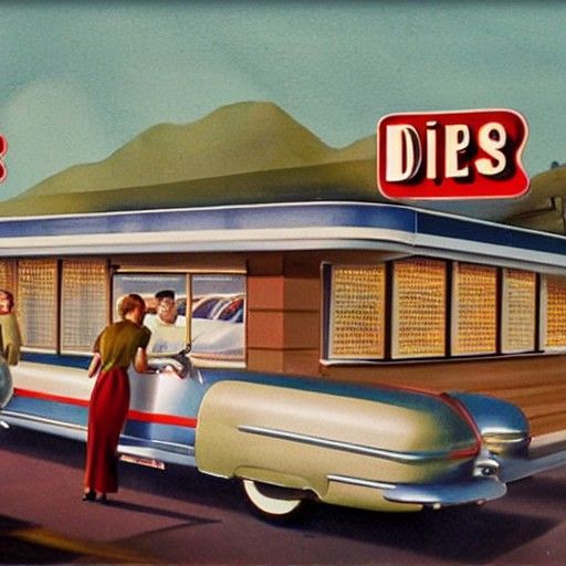 1950s Diner Detailed Matte Painting