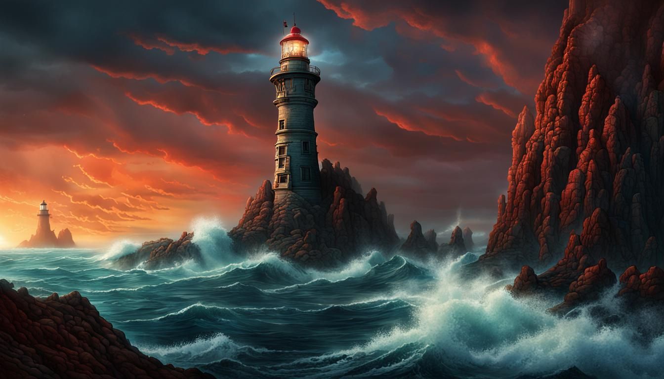 Fantasy Lighthouse at Bloodworm Bay: Detailed Matte Painting