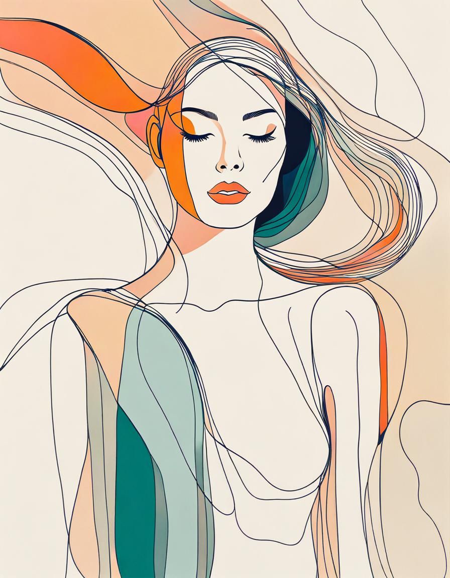 Japandi One Line Art of a Sensual Woman