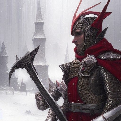 Handsome Elf Knight in Snow, Hyperdetailed Fantasy Art