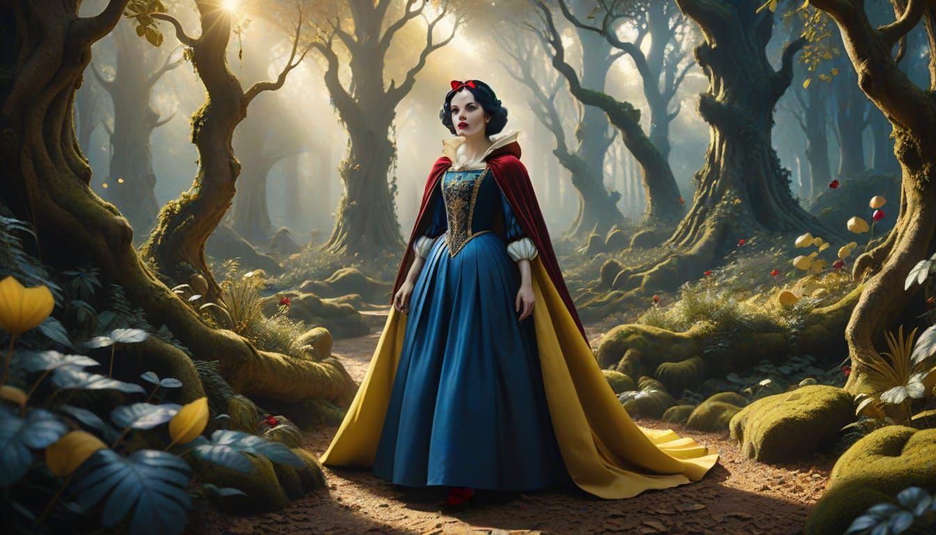 Ethereal Fairytale Princess in Whimsical Forest Landscape