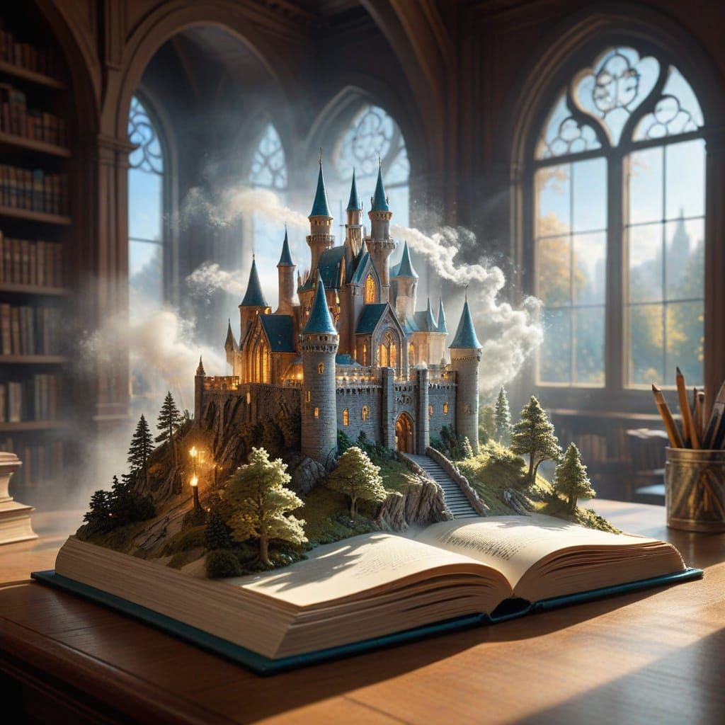 Ethereal Castle Pop-Up Book in Misty Library