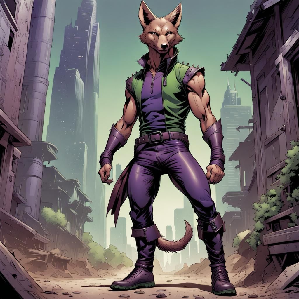 Jackal Humanoid in Spandex, Comic Book Art