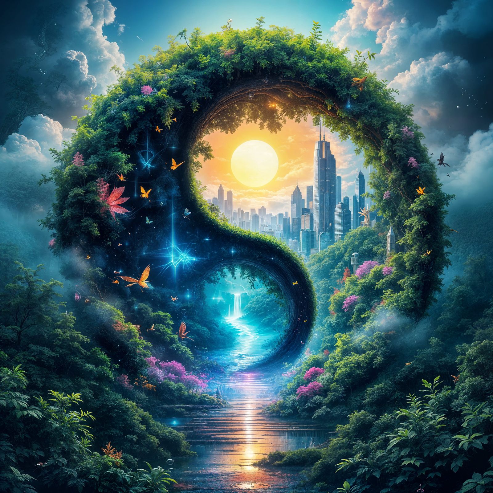 Balanced Harmony Between Nature and Technology