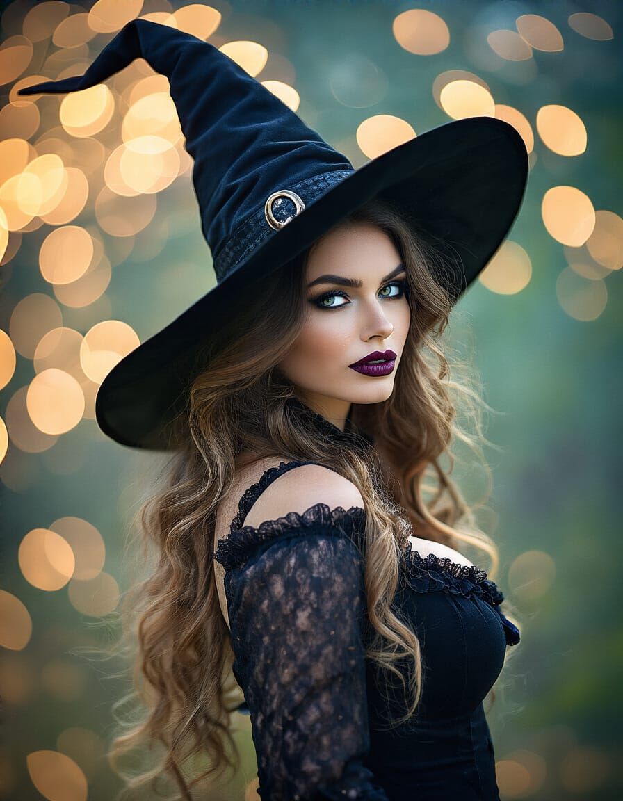American Witch in 1860s Style with Bokeh