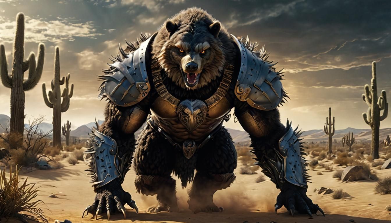 Mystical Owl-Bear Creature in Dark Fantasy Style