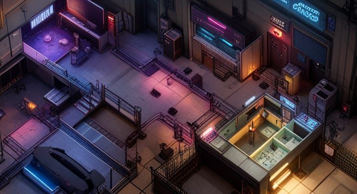 Cyberpunk Underground Gang Hideout Battle Map