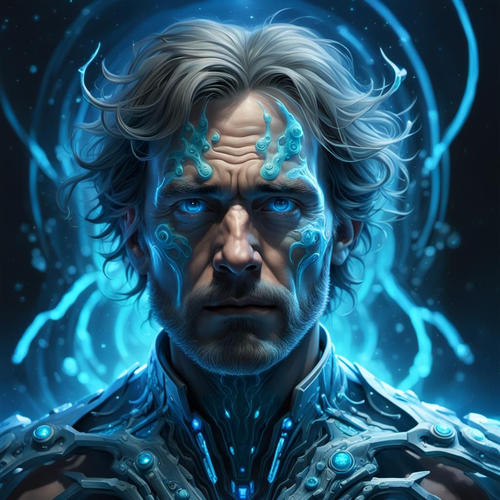 Bioluminescent Android Portrait in Digital Art Style