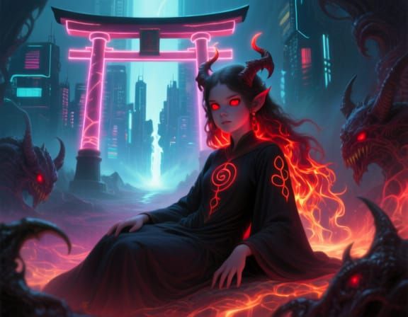 Demon Princess in Cyberpunk Demon Realm
